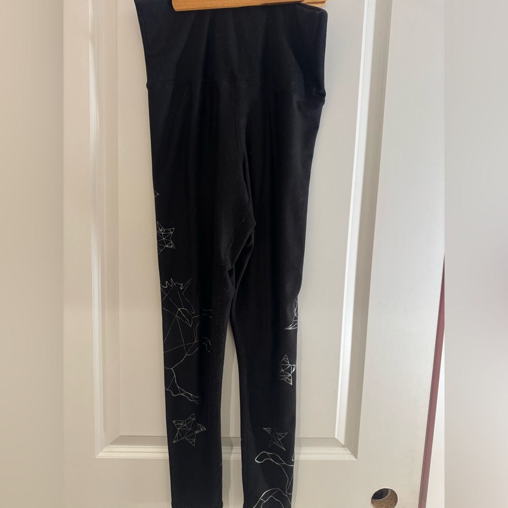 Black Leggings with Silver Astrology Print